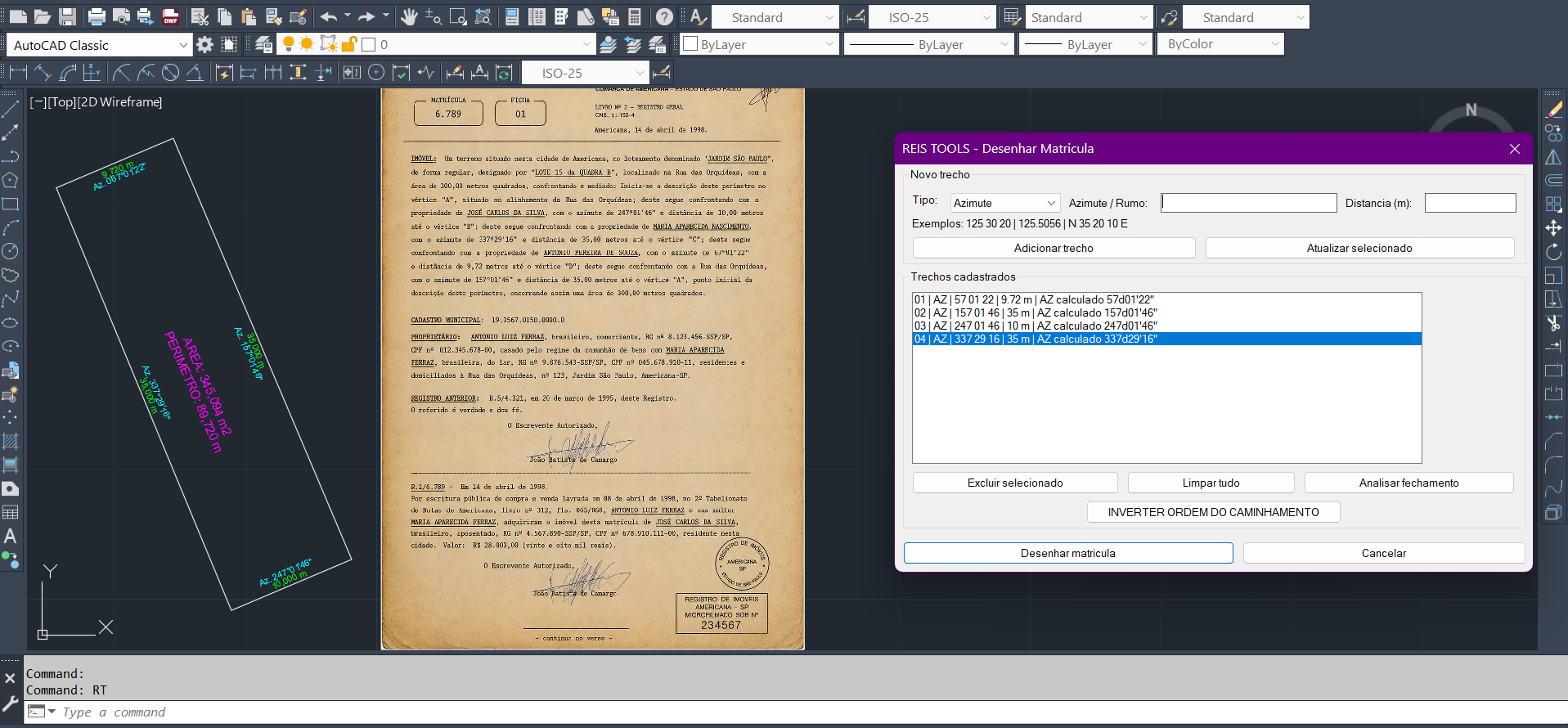 Matrícula interpretada e desenhada automaticamente no AutoCAD